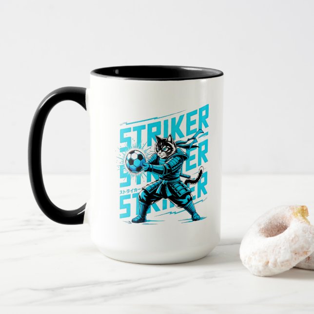 Energetic Soccer Cat Coffee Mug (With Donut)