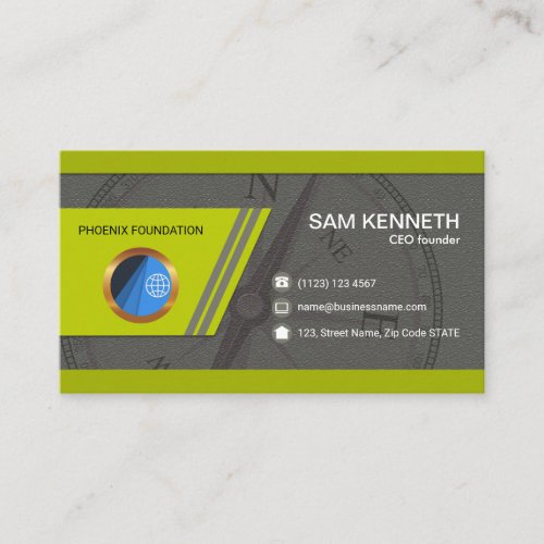 Energetic Stylish Adventure Compass CEO Founder Business Card