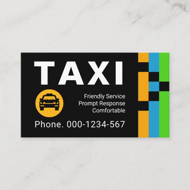 Energetic Transport Routes Taxi Drive Business Card (Front)