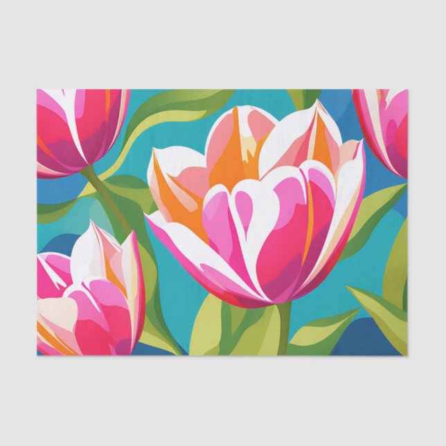 Energetic Tulip Bold Pop Art Tissue Paper (Front)