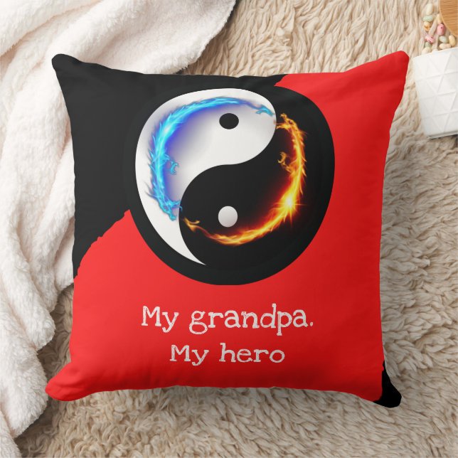 Energetic Yin Yang Symbol Throw Pillow (Blanket)