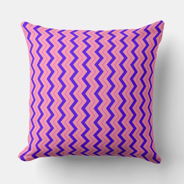 Energetic Zigzag Patterns: Pink and Purple Stripe Throw Pillow (Front)