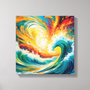 Energized Waves: Abstract Ocean Canvas Print