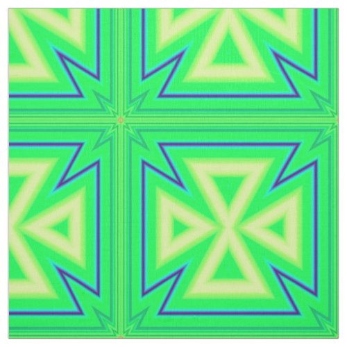 Energizing Bright Green Yellow Star Pattern Fabric