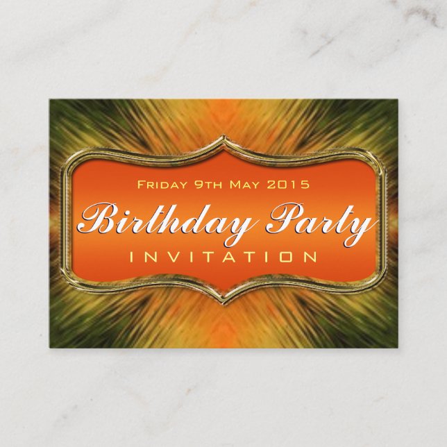 Energizing Orange  Art Mini Birthday Invitations (Front)