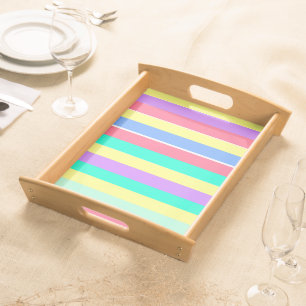 Energizing Spring Pastel Stripes Serving Tray