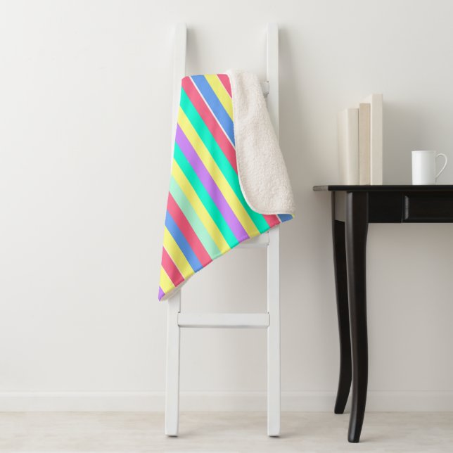 Energizing Spring Pastel Stripes Sherpa Blanket (In Situ)