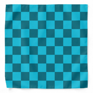 Energizing Teal and Turquoise Checkerboard Pattern Bandana