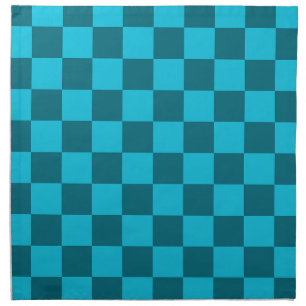 Energizing Teal and Turquoise Checkerboard Pattern Cloth Napkin