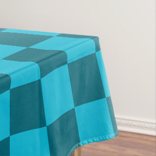 Energizing Teal and Turquoise Checkerboard Pattern Tablecloth