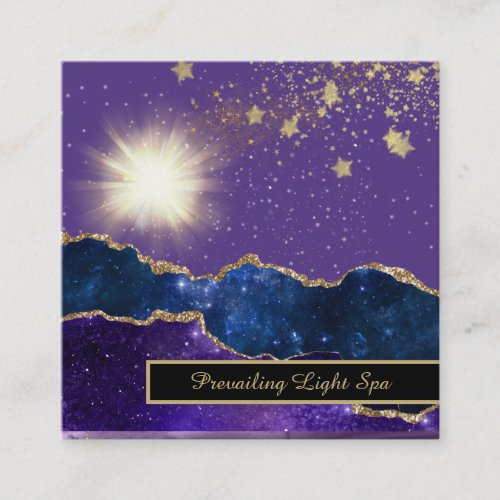 Energy Ball of Agate Light Purple Gold Square Business Card