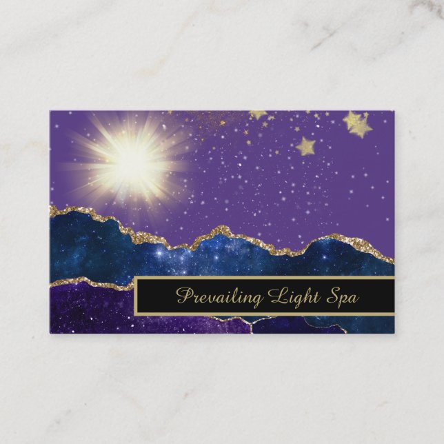 *~* Energy Ball of Light Purple Gold Agate Business Card (Front)