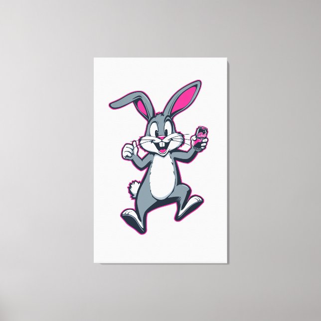 Energy Bunny Canvas – Cute Rabbit Kids Wall Art (Front)