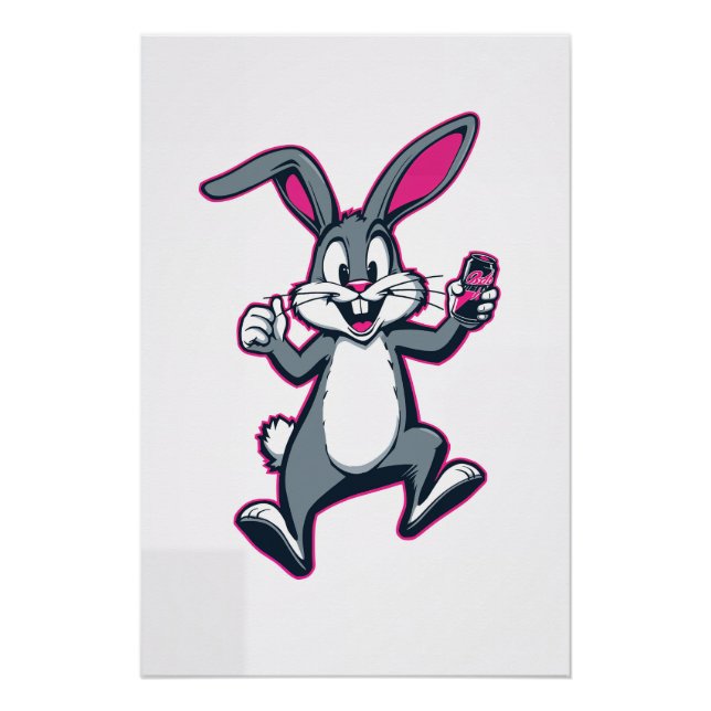 Energy Bunny Poster – Cute Rabbit Kids Wall Art (Front)