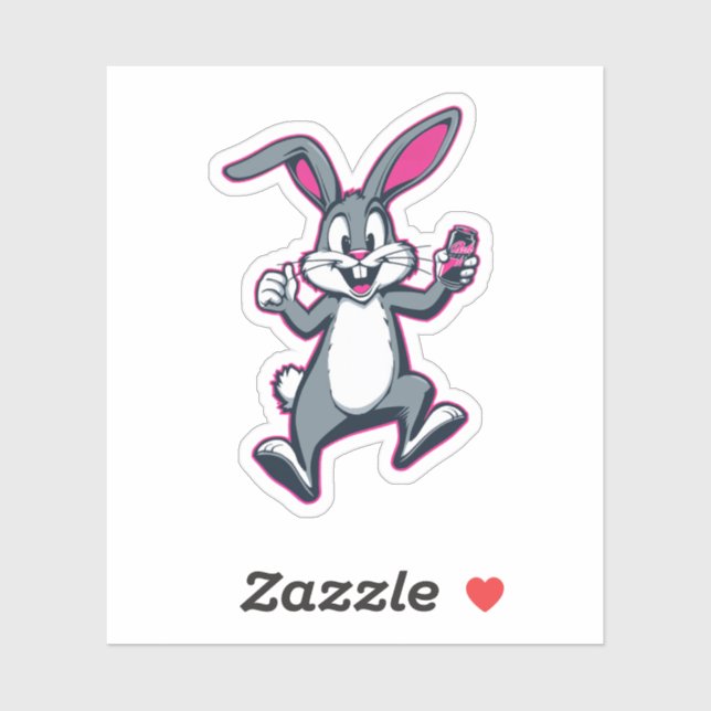 Energy Bunny Sticker – Cute Rabbit Kids Decal (Sheet)
