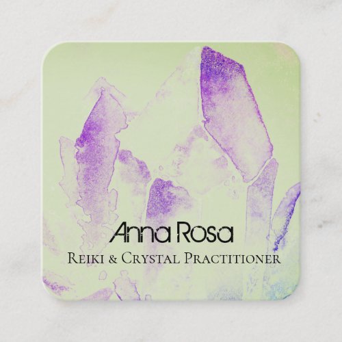 *~* Energy Crystal Healing Yoga  Reiki Master Square Business Card