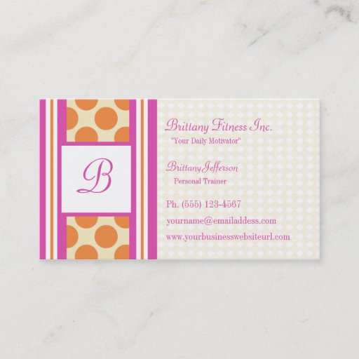 Customizable Energy Dots Stripes Personal Trainer Business Card