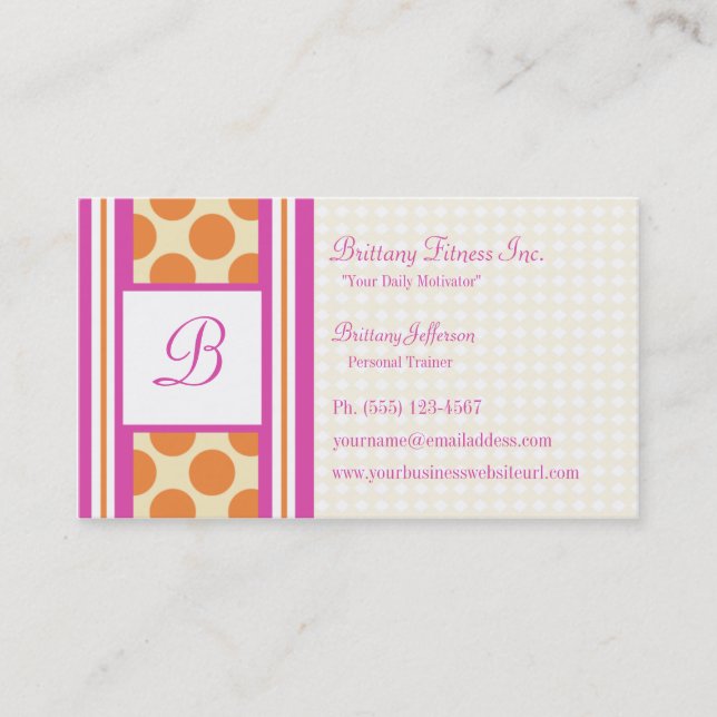 Energy Dots Stripes Personal Trainer Business Card (Front)