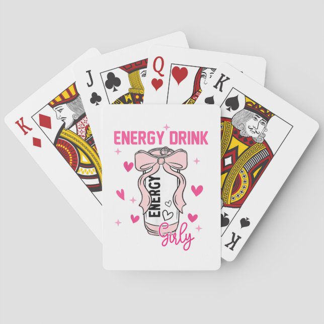 Energy Drink Girly Funny Drinking Lover Design Poker Cards (Back)