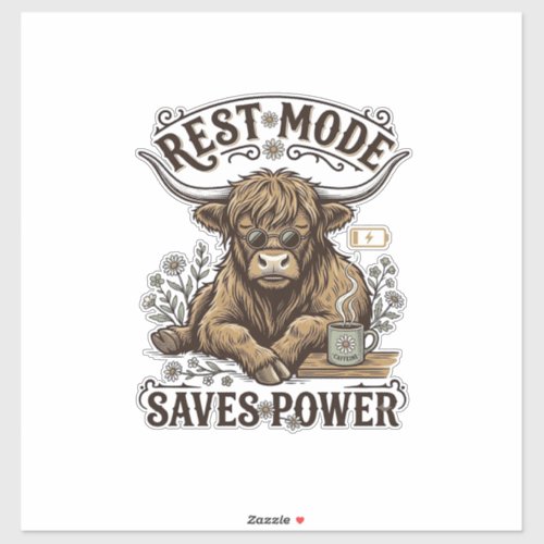 Energy Efficient Cow Vintage Lazy Highland Shirt Sticker