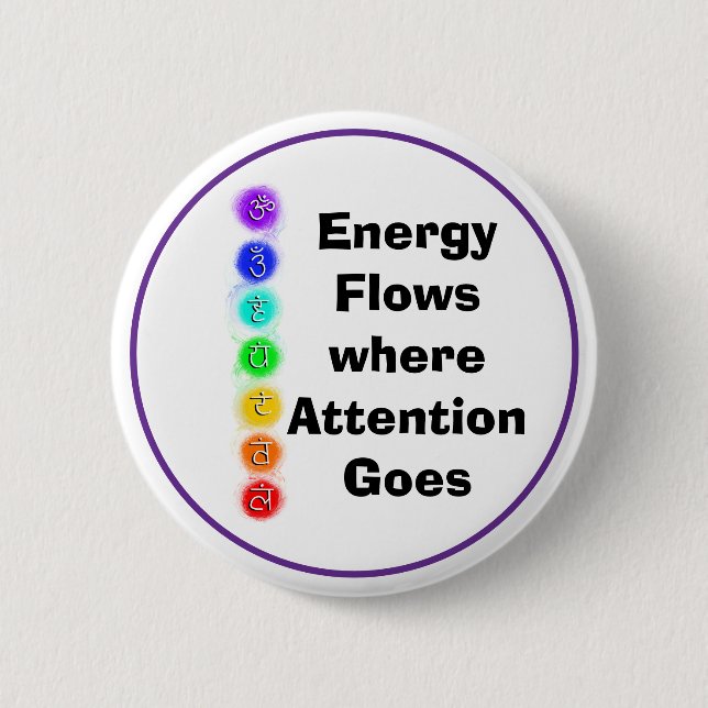 Energy Flows Chakra Alignment Spiritual Awareness Button (Front)