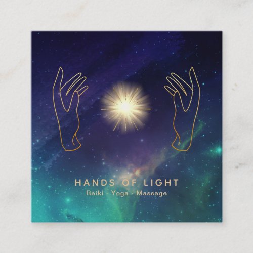  Energy Hand Universe Cosmic Stars Light Square Business Card
