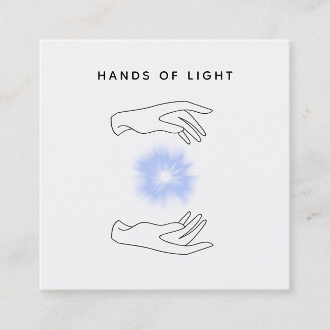 *~* Energy Hands Ball + Light Reiki Healing Square Business Card (Front)