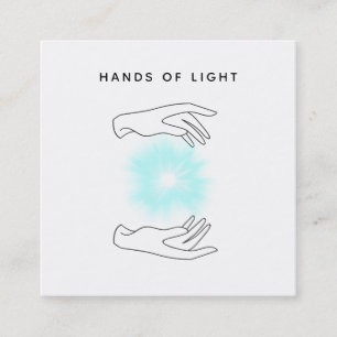 *~* Energy Hands Ball   Reiki Light Healing Square Business Card