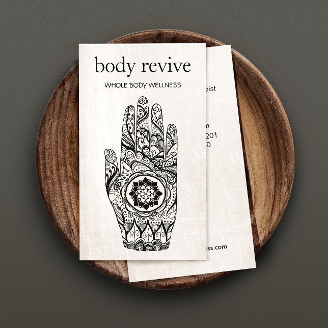 Energy Healer and Yoga Teacher Henna Hand Business Card (Creator Uploaded)
