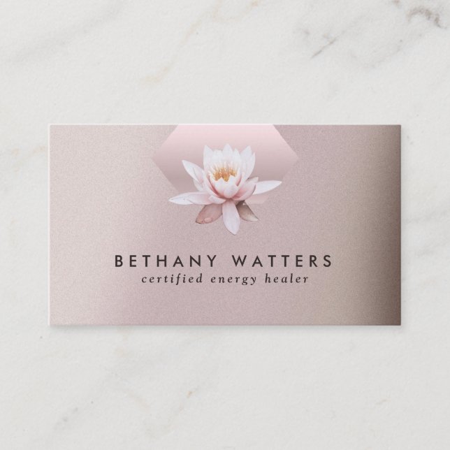 Energy Healer Counselor Lotus Dusty Rose Gradient Business Card (Front)