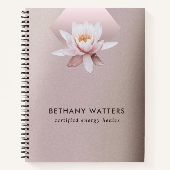 Energy Healer Counselor Lotus Dusty Rose Gradient Notebook (Front)