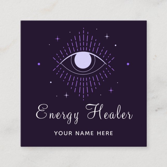 Energy Healer Fortune Teller Magical Eye Stars     Square Business Card (Front)