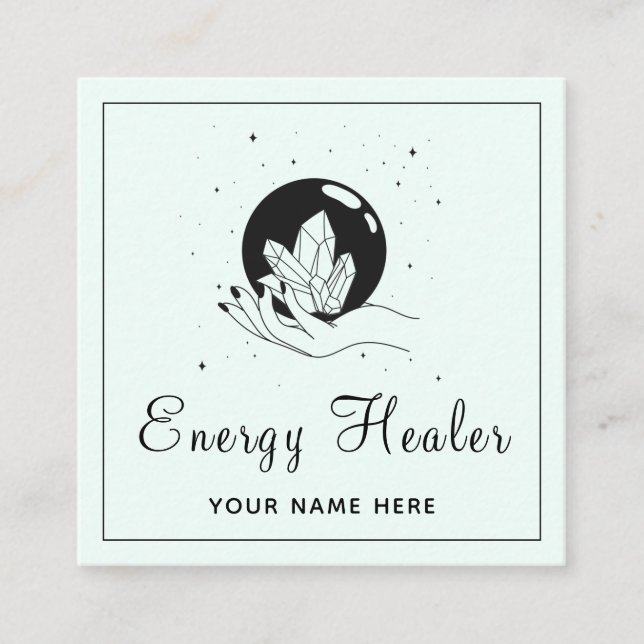 Energy Healer Fortune Teller Mystic Hand Social  Square Business Card (Front)