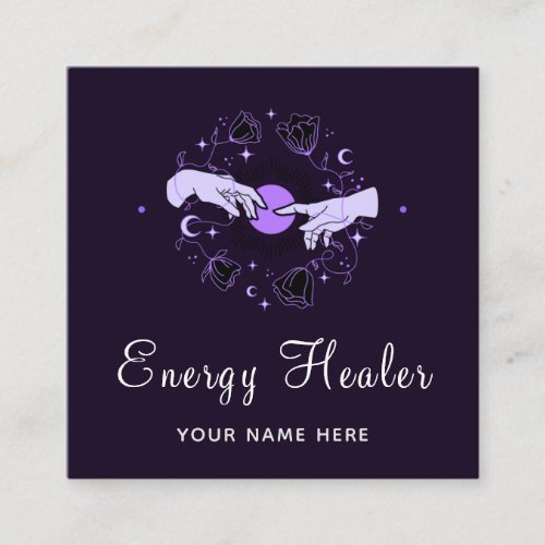 Energy Healer Fortune Teller Mystical Dark Purple Square Business Card