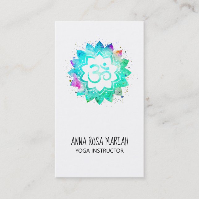 *~* Energy Healer Lotus Mandala Om Aum Symbol Business Card (Front)