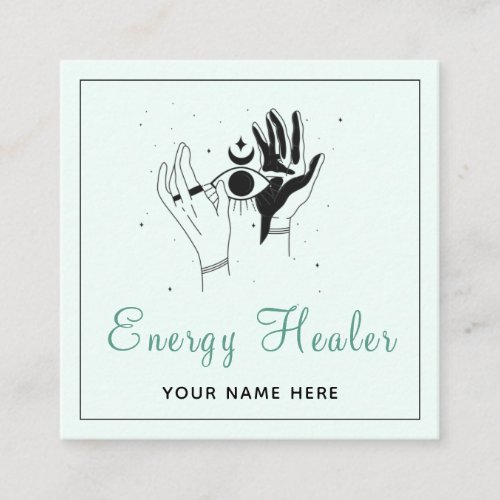 Energy Healer Mystic Hands Third Eye Cosmic Modern Square Business Card