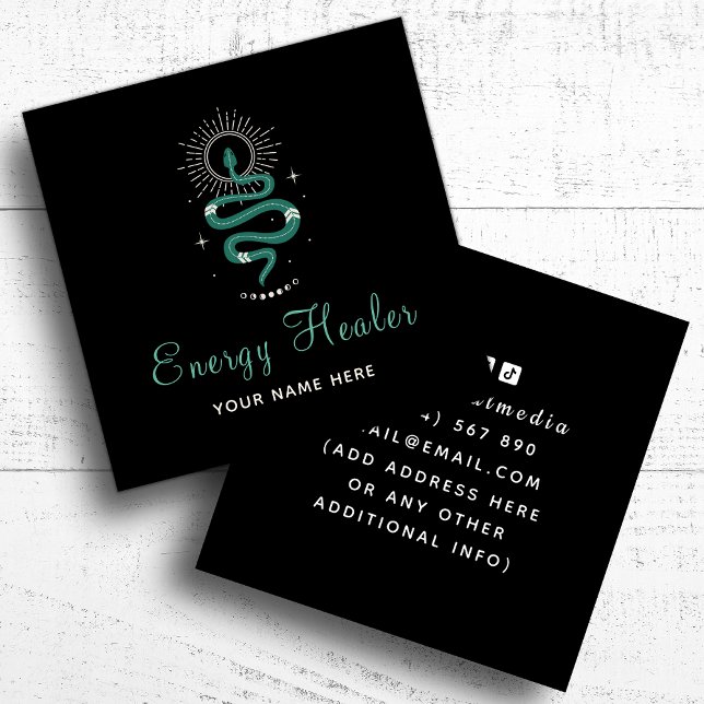 Energy Healer Mystic Snake Psychic Fortune Teller Square Business Card (Creator Uploaded)