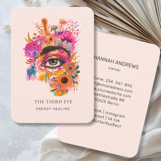 Energy Healer Reiki Spiritual Business Card (Energy Healer Reiki Spiritual Business Card Light-Pink)
