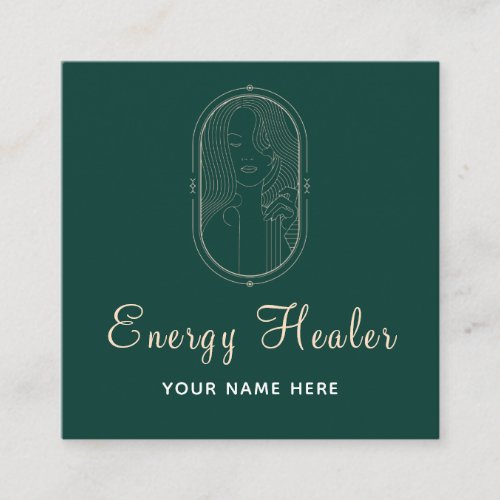 Energy Healer Spiritual Line Art Deco Reiki Master Square Business Card