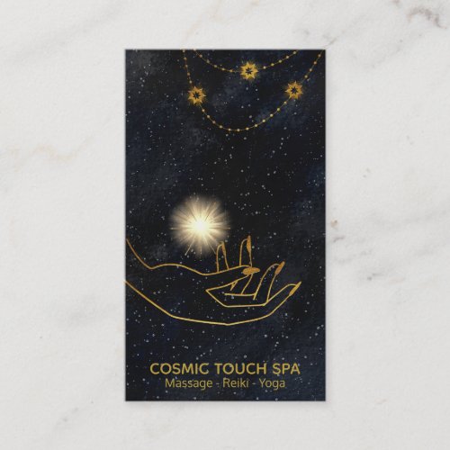  Energy Healing Gold Cosmic Hands Stars Business Card