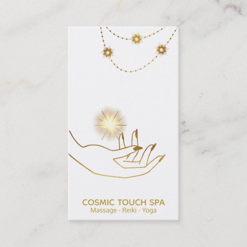  Energy Healing Gold Cosmic Stars Hands Business Card