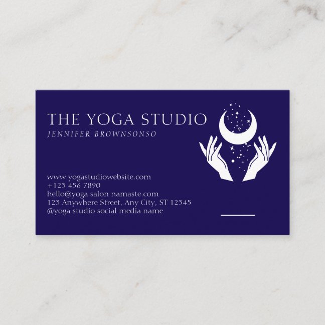 Energy Healing Hands Moon Spiritual NAVY Business Card
