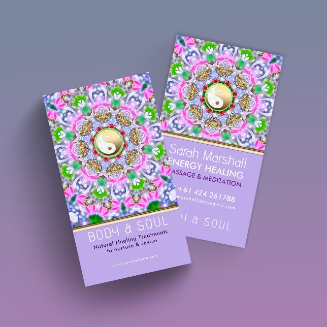 Energy Healing Holistic Lilac Gold Sparkle Business Card (Creator Uploaded)