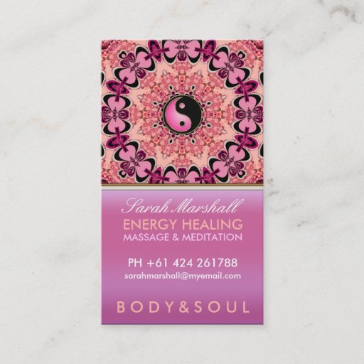 Customizable Energy Healing Holistic Peach Pink Business Card