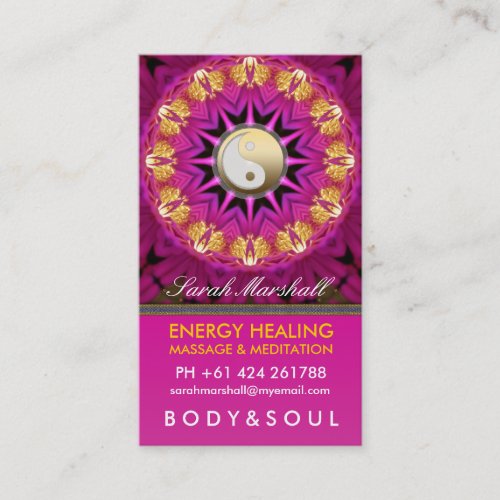 Energy Healing Holistic Pink Gold Business Card