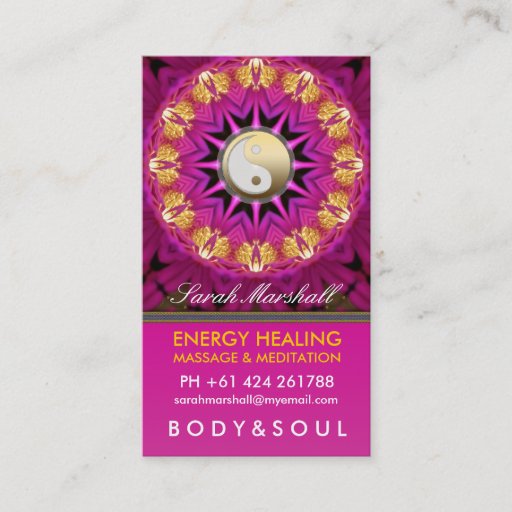 Customizable Energy Healing Holistic Pink Gold Business Card
