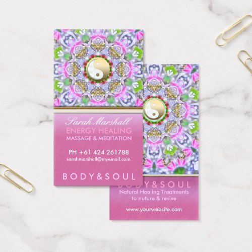 Energy Healing Holistic Pink Sparkle Business Card