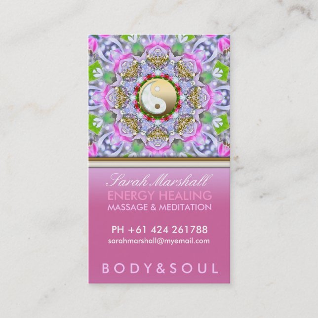 Energy Healing Holistic Pink Sparkle Business Card (Front)