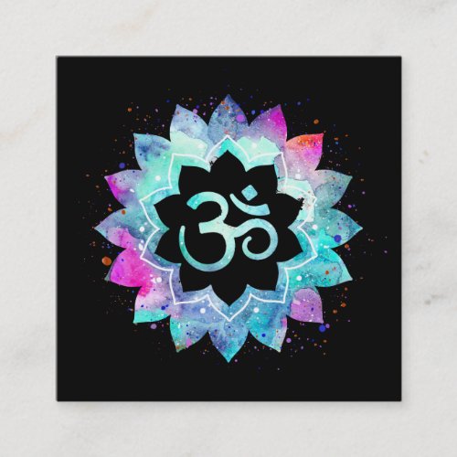   Energy Healing Lotus Mandala Om Aum Symbol Square Business Card