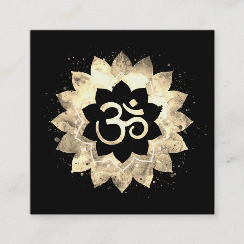   Energy Healing Mandala Lotus  Aum Om Symbol Square Business Card